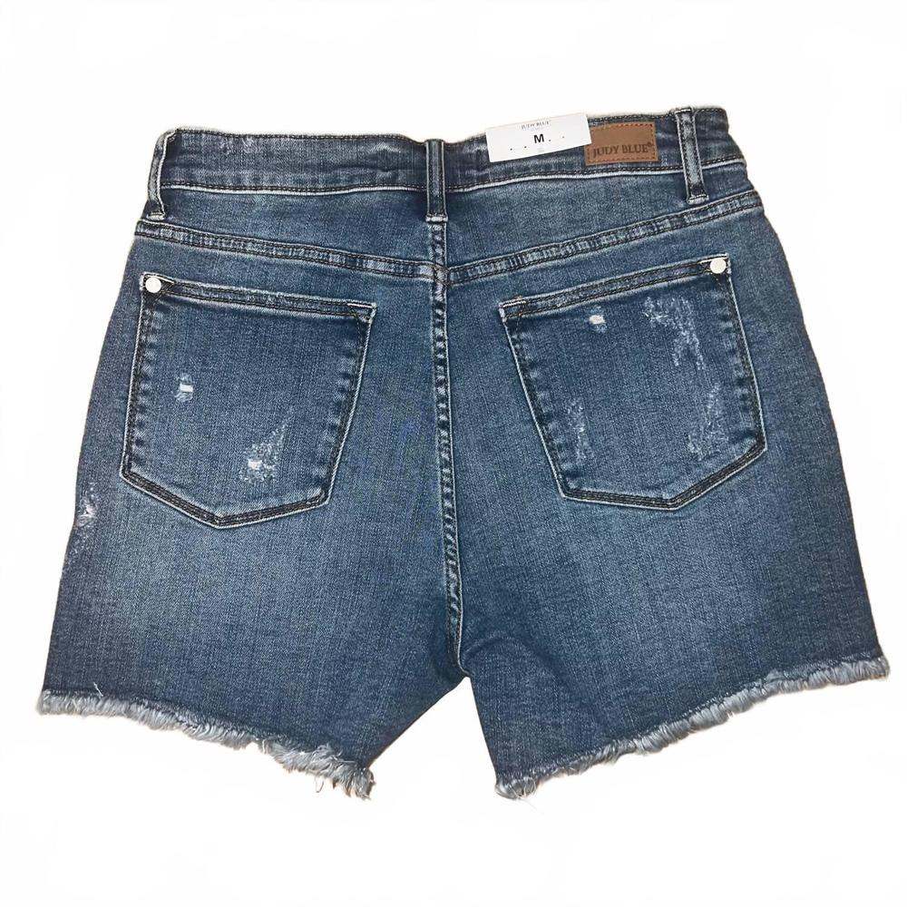 NEW JUDY BLUE high waisted printed lining denim shorts in medium wash - Picture 5 of 5